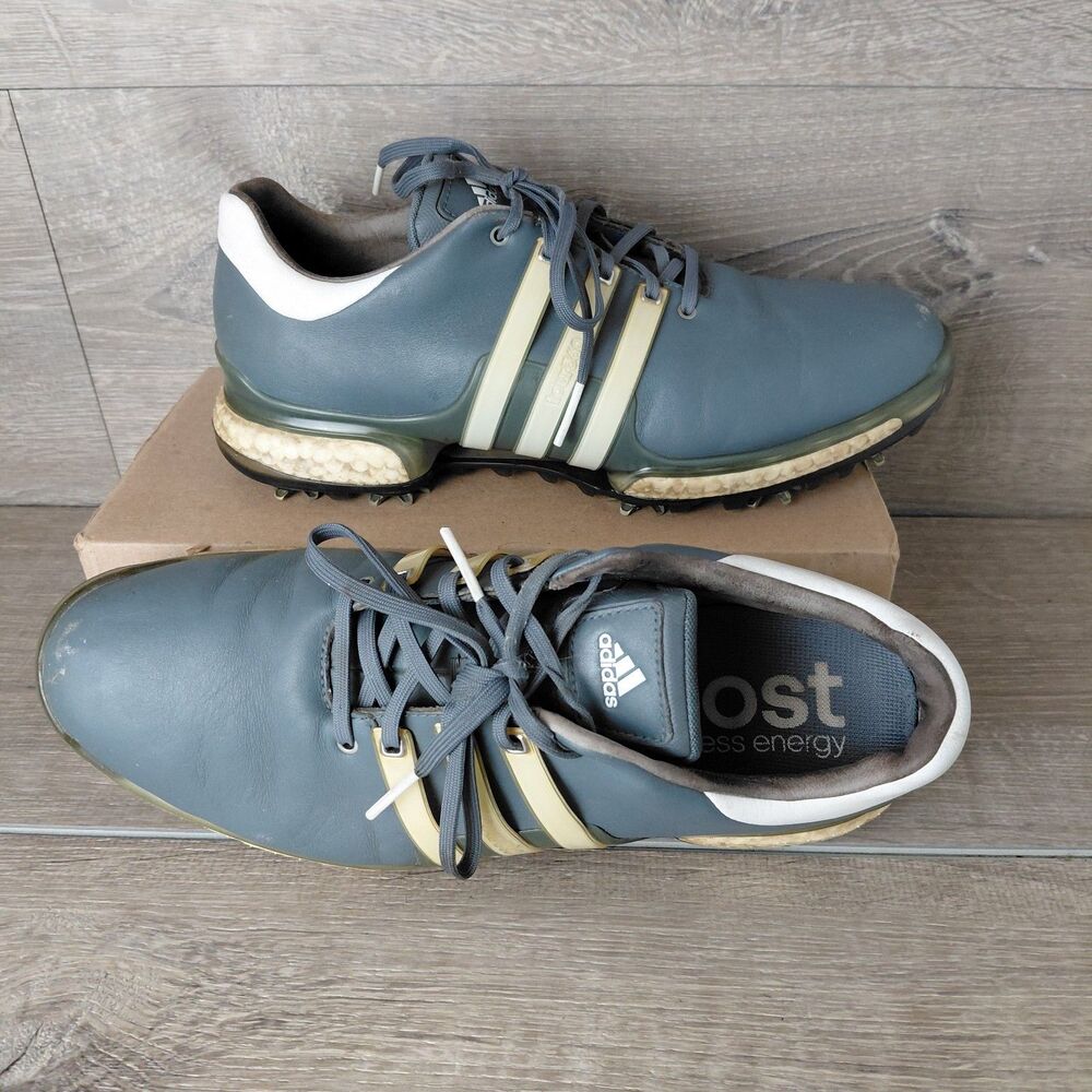 Adidas Tour 360 Boost 2.0 Golf Shoes Mens Size 9.5 Gray Leather Soft Spike Cleat